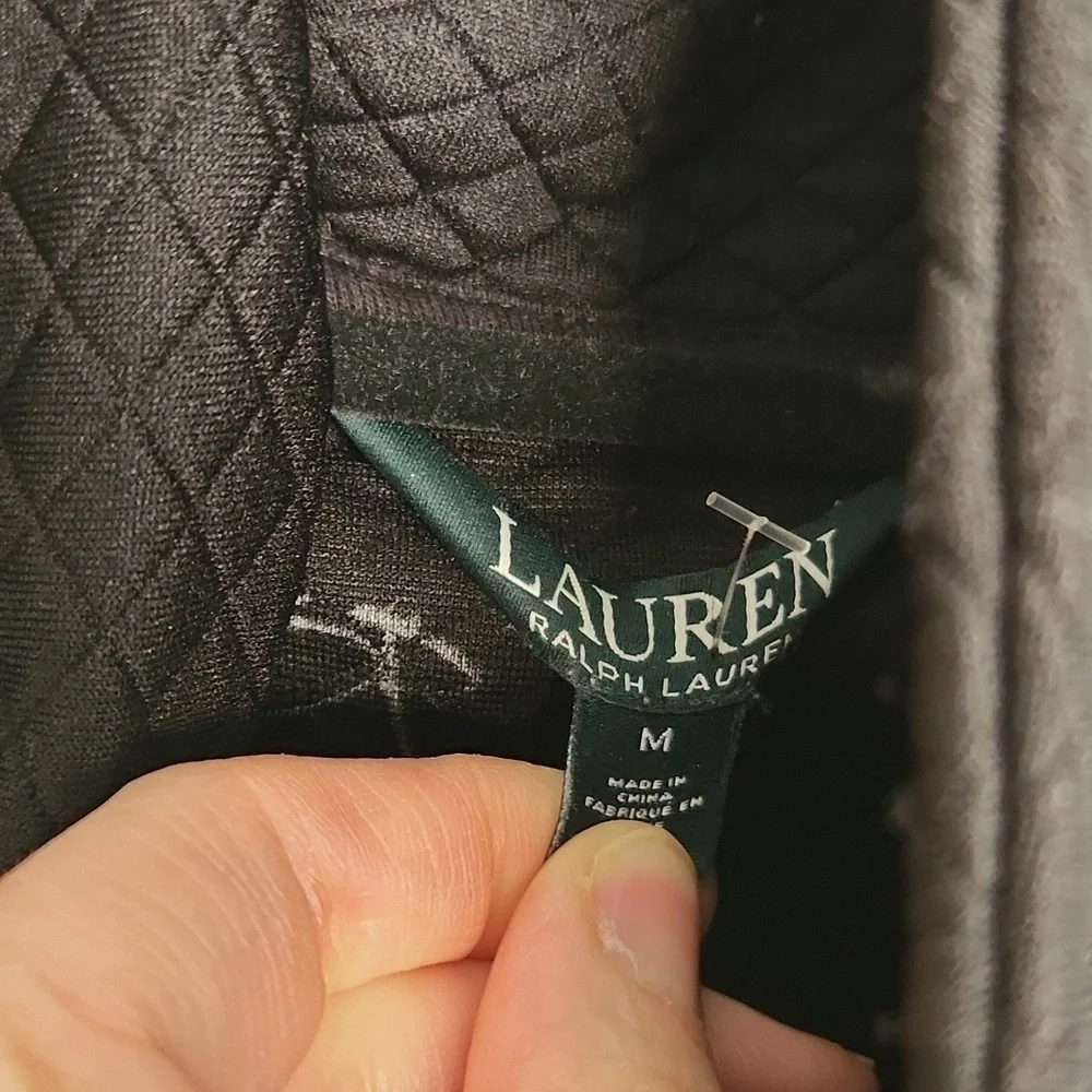 Lauren Ralph Lauren Black Quilted Corduroy Sleveless Vest sz Medium
